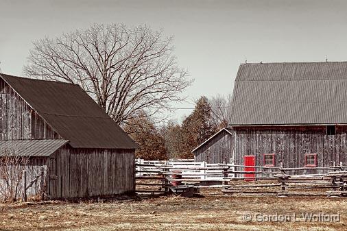 Barn With Red Door_15114mono.jpg - Photographed near Smiths Falls, Ontario, Canada.